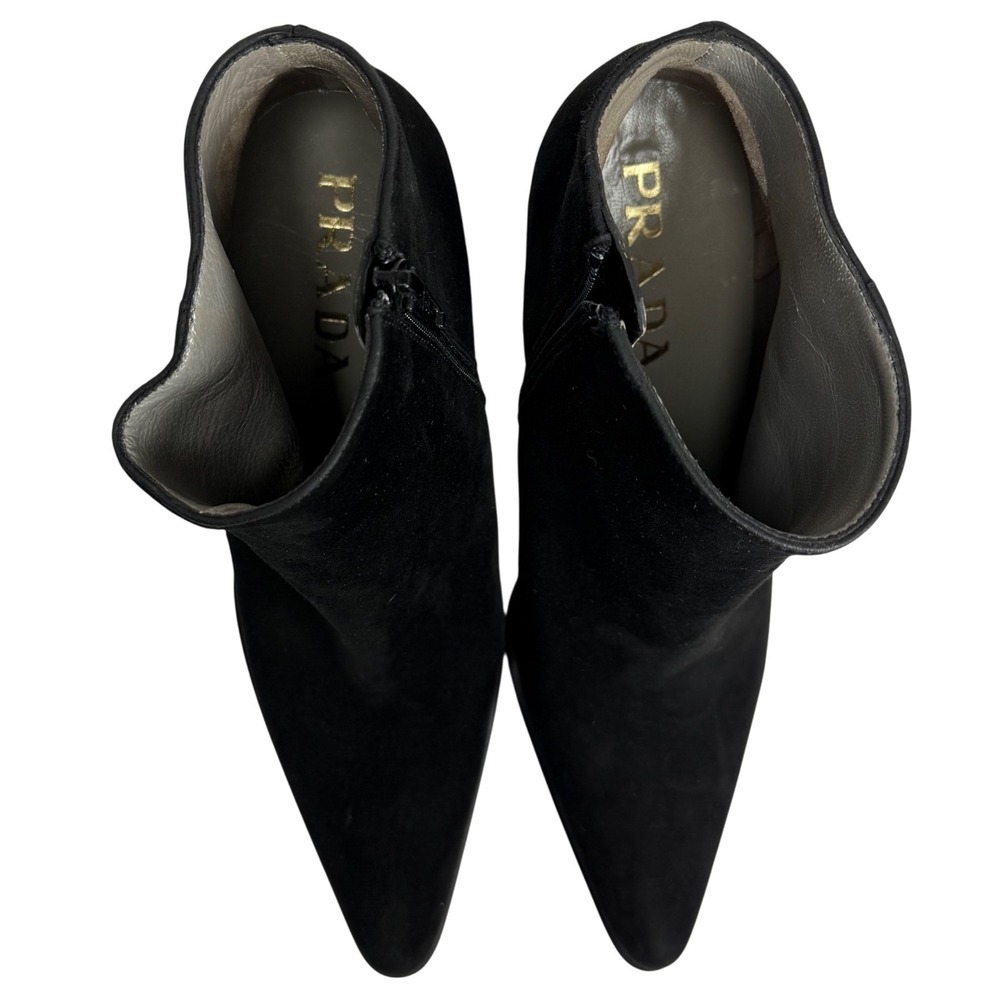 PRADA Black Suede Booties, Size 8 - Picture 8 of 15